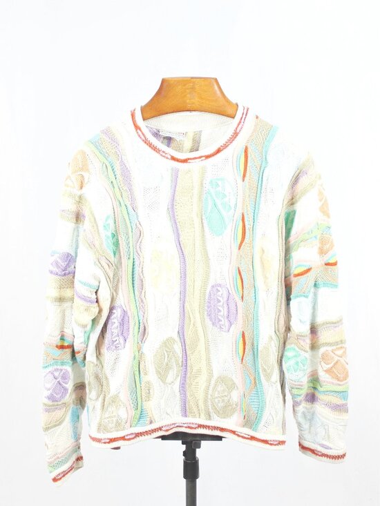COOGI Sweaters - Vintage 90's COOGI White Pastel Easter Egg Cotton Knit Sweater, Size S